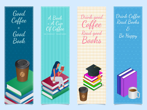 Printable Bookmarks Reading Quotes with Drinks and Books.