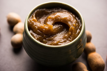 Dates Tamarind Chutney - Khajoor crushed to paste and mixed with Imli or imalee paste, served as a side dish in India