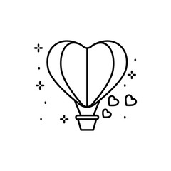 Air balloon, heart icon. Simple line, outline vector of love icons for ui and ux, website or mobile application