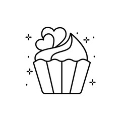 Cupcake, heart icon. Simple line, outline vector of love icons for ui and ux, website or mobile application