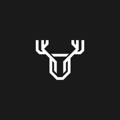 monogram Deer vector logo in a modern line style