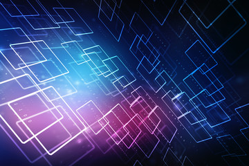 2d illustration Abstract futuristic electronic circuit technology background