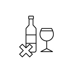 Alcohol ban icon. Simple line, outline vector elements of world awareness day icons for ui and ux, website or mobile application