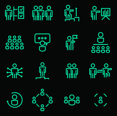 Business people line icons set vector illustration.