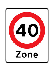 Zone 40 road sign 