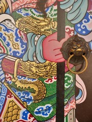 historical painted door in Bangkok, Thailand