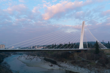 Millennium bridge details over Moraca river in Podgorica