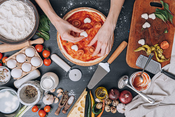 Obraz na płótnie Canvas ingredients for classic italian pizza