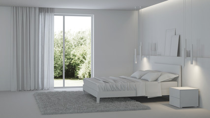 Modern house interior. Gray interior. 3D rendering.
