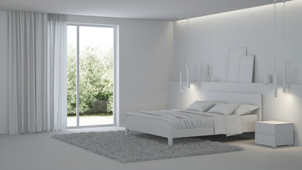 Modern house interior. Gray interior. 3D rendering.