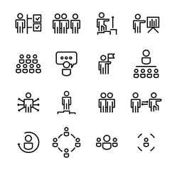 Business people line icons set vector illustration.