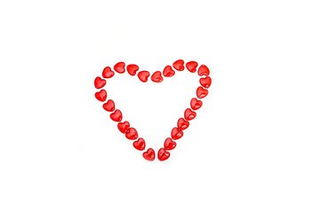 Valentine's heart-frame made of glass beads isolated on white, valentine's day , day valentine
