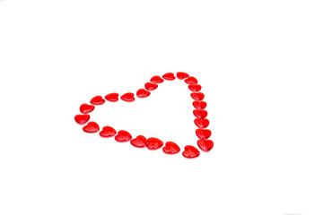 Valentine's heart-frame made of glass beads isolated on white, valentine's day , day valentine