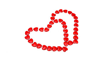 Valentine's heart-frame made of glass beads isolated on white, valentine's day , day valentine