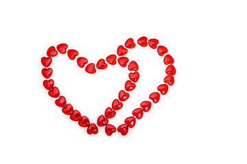Valentine's heart-frame made of glass beads isolated on white, valentine's day , day valentine