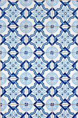 historical azulejos tiles, facade decoration portugal. beautiful floral ornament in blue tones