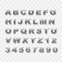 Glass Style Upper Case Distorted Alphabet Letters and Numbers Collection