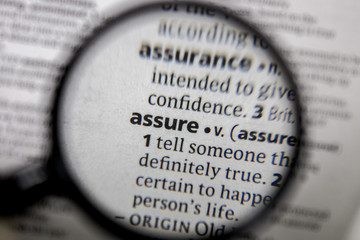 The word or phrase assure in a dictionary.