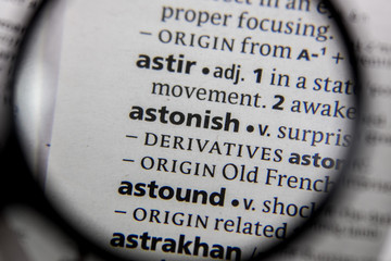 The word or phrase astonish in a dictionary.