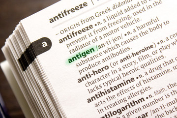 Antigen word or phrase in a dictionary.