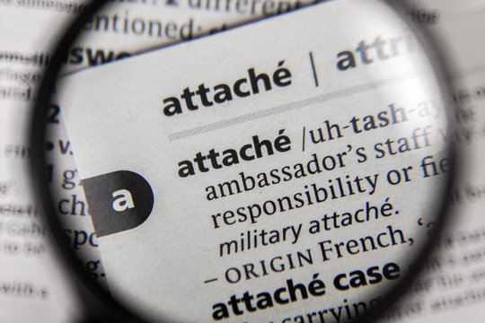 The word or phrase attache in a dictionary.