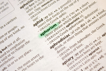 Aphorism word or phrase in a dictionary.