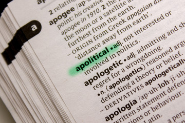 Apolitical word or phrase in a dictionary.