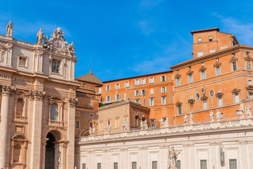 Fototapeta na wymiar St Peter's Basilica on blue sky background. Vatican,