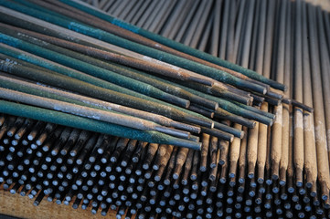 Welding electrodes in bulk.Close up picture.