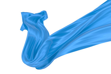 Fototapeta premium Beautiful flowing fabric of blue wavy silk or satin. 3d rendering image.