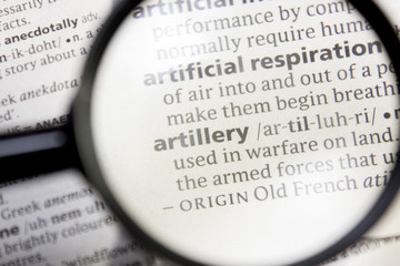 Artillery word or phrase in a dictionary.