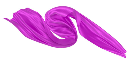 Beautiful flowing fabric of magenta wavy silk or satin. 3d rendering image.