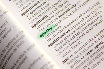 Apathy word or phrase in a dictionary.