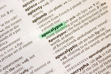 Apocalypse word or phrase in a dictionary.