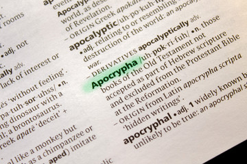 Apocrypha word or phrase in a dictionary.