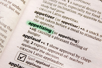Appetizing word or phrase in a dictionary.