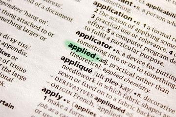 Applied word or phrase in a dictionary.