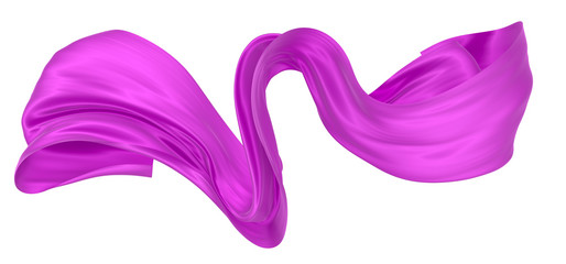 Beautiful flowing fabric of magenta wavy silk or satin. 3d rendering image.