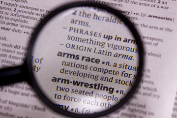Arms race word or phrase in a dictionary.