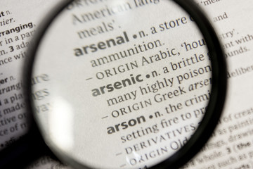Arsenic word or phrase in a dictionary.