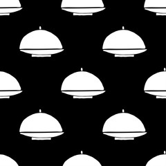 Seamless pattern with a cover for food. Dish - hands sketch vector illustration.