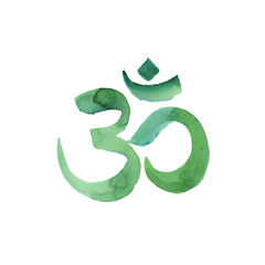 handdrawn watercolor OM sign