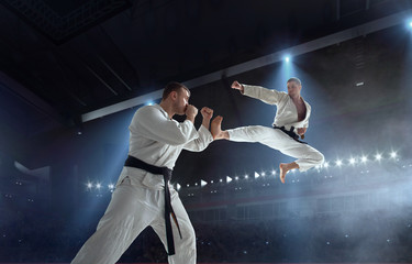 Karate fighters on tatami. Fighting Championship. © Victoria VIAR PRO