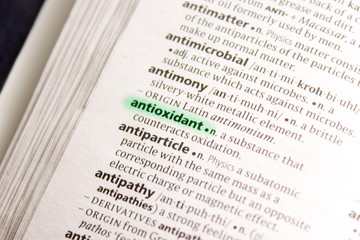 Fototapeta premium Antioxidant word or phrase in a dictionary.