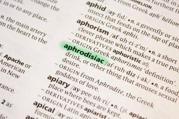 Aphrodisiac word or phrase in a dictionary.