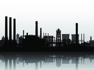 Fototapeta na wymiar industrial landscape with reflection vector illustration background