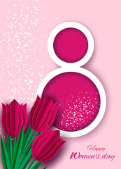 International women's day poster. 8 number 3d illustration. Happy Mother's Day. vector illustration