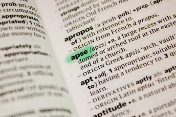 Apse word or phrase in a dictionary.