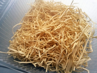 Homemade plastic noodles so close