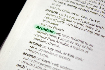 Arcadian word or phrase in a dictionary.